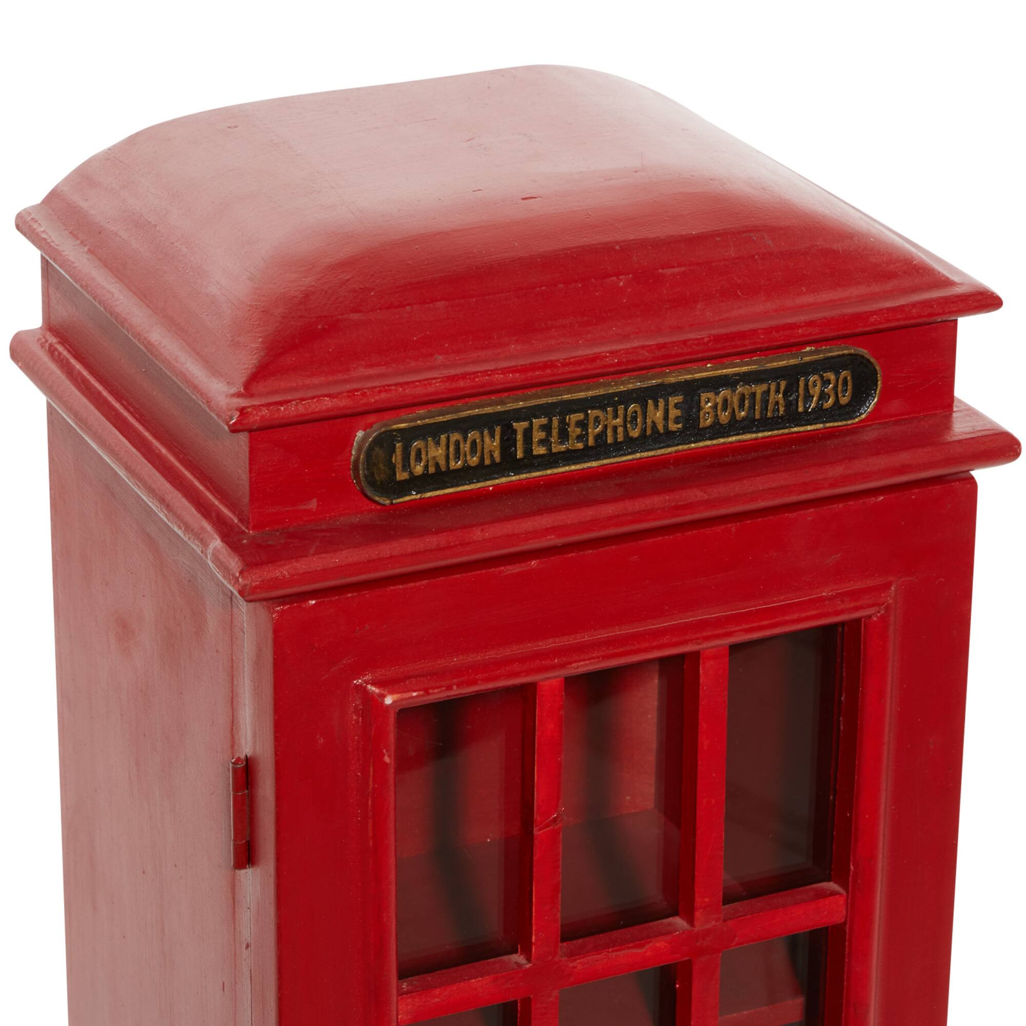 30" Red Wooden Telephone Booth CD Holder